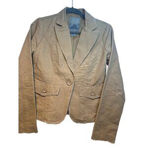 BB Dakota Womens Khaki Distressed Button Down Blazer Size M Y2K Preppy Old Money